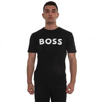 Boss Orange Men's Short Sleeve Black Cotton T-Shirt Size M