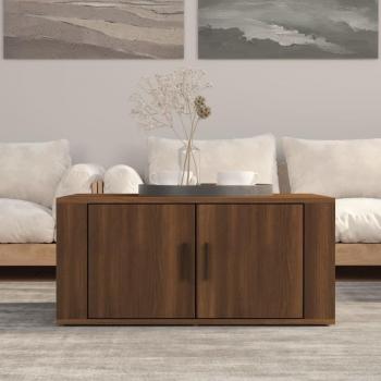 Mesa de centro de madera multicapa en color roble marrón, dimensiones 80x50x36 cm
