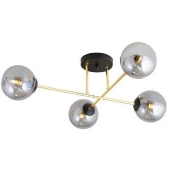 Lámpara de Techo Magnum EPIKASA - Acero con Recubrimiento de Polvo, Vidrio, Color Negro/Oro/Blanco, Dimensiones 55x26x75 cm