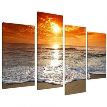 Wallfillers Cuadros en Lienzo Grande Amanecer Playa Imágenes XL 4152