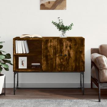 Aparador de madera de ingeniería 100x40x79,5 cm en roble ahumado, mueble de almacenaje para salón, buffet y armario auxiliar