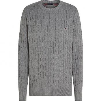 Jersey de hombre Tommy Hilfiger gris con cuello redondo y diseño de trenzas, talla S