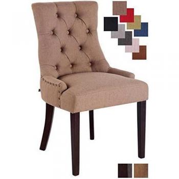 Silla de Comedor Aberdeen en Tela Taupe Antiguo con Estructura de Madera y Confortable Acolchado