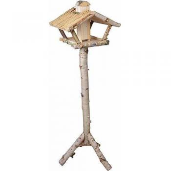 Comedero para aves con silo de abeto en pie - Beige - L 50 x P 42 x H 137,5 cm
