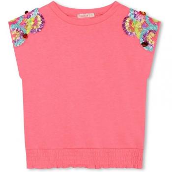 Camiseta de niña Billieblush con bajo elástico y detalle de lentejuelas, manga corta, modelo U20082