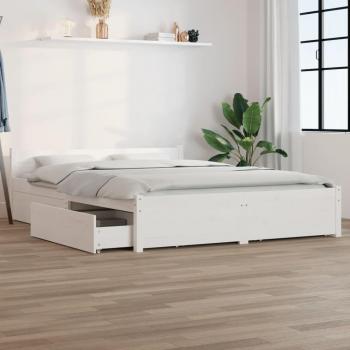 Estructura de cama con cajones blanca 140x200 cm