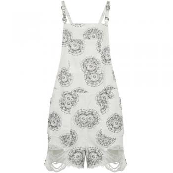One Teaspoon White Denim Dress with Shoulder Pads - Short Dress, Female, Color: White, Size: S