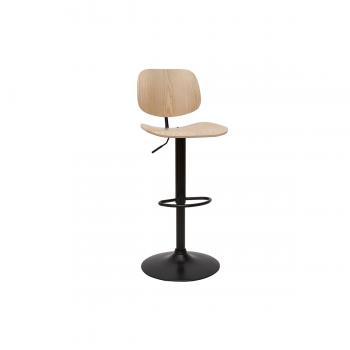 Taburete de cocina regulable TOBIAS de madera clara y metal negro