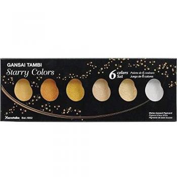 Set de Acuarelas Japonesas Kuretake Gansai Tambi 6 Colores Metálicos Estelares
