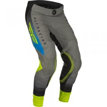 Pantalones de motocross FLY Racing Lite 2023 - Gris Azul Amarillo (Talla 32)