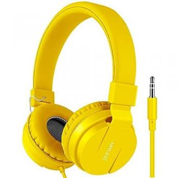 Gorsun® Auriculares para Niños,Plegable Cómodos Auriculares Niños con Seguro Material,Auriculares Infantiles con Ligera Diadema,Estéreo Cerrados Cascos para Niños -Amarillo