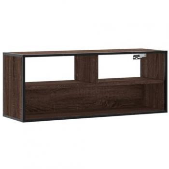 Mueble TV madera ingeniería y metal marrón roble 100x31x39,5 cm