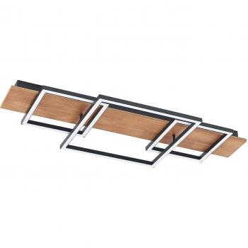 Lámpara de techo LED Chariska de Lucande, moderna, 95 cm, color negro y madera, para salón y comedor, con 1 bombilla