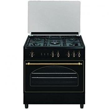Cocina de Gas Vitrokitchen RU9060N con 5 Quemadores y Horno, Color Negro