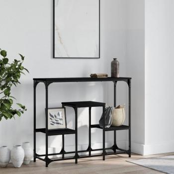 Mesa consola de madera de ingeniería 89,5x28x76 cm en color Negro, Roble Sonoma y Roble ahumado - Mesa de sofá, mesa de entrada para salón, consola de entrada, mueble recibidor, mesita