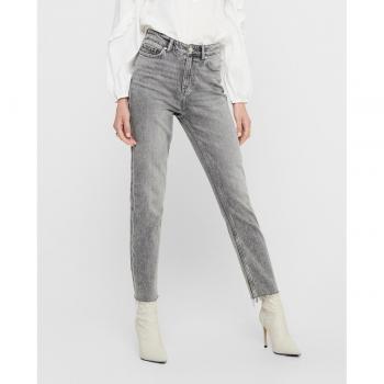 Pantalón vaquero Only Emily gris claro Straight de mujer
