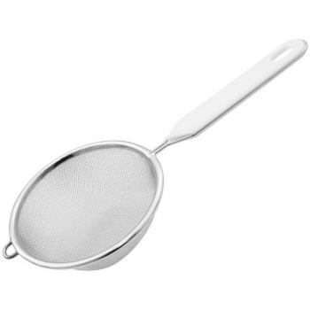 Fackelmann Colador de Cocina de Acero Inoxidable, Tamizador con Borde Redondo 10 Cm, Escurridor de malla fina fabricado en Acero Inoxidable, 23x10x4 cm, 1 ud