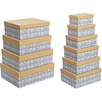 Set de Cajas Organizadoras Apilables DKD Home Decor Animales Azul Cartón (43,5 x 33,5 x 15,5 cm)