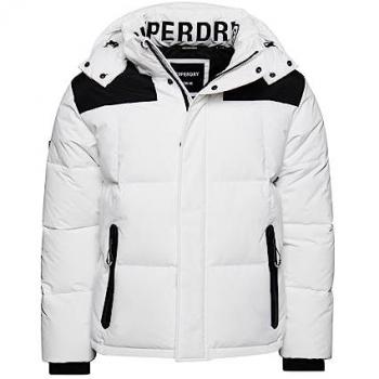 Superdry Code MTN Sport Explorer Puffer Jacket with Hood in White and Black - L