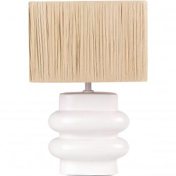 Lámpara de Mesa Judy - Cerámica Blanca con Pantalla Rectangular de Papel Natural, Estilo Minimalista Contemporáneo