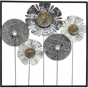 Decoración de Pared Metálica de Flores - Arte de Pared Multicolor