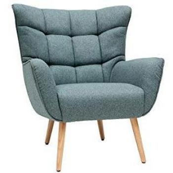 Sillón nórdico en tejido verde y madera AVERY