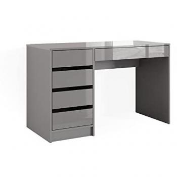 Mesa de Maquillaje Sherry, Gris Alto Brillo, 120 cm Sin Espejo
