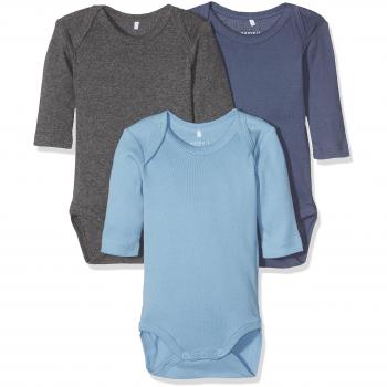NAME IT Nitbody 3p Ls Solid Nb B Noos, Body para Bebés, Multicolor