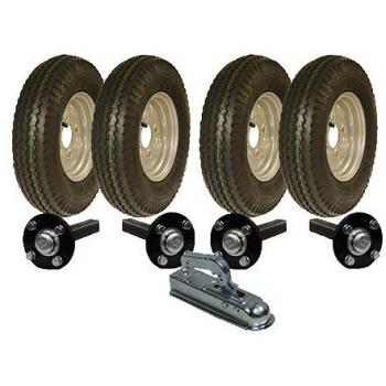 Kit de Remolque Doble Eje 4.80/4.00-8 Alta Velocidad Legal con Ruedas, Ejes y Enganche