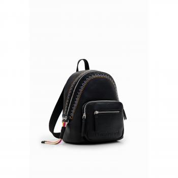 Desigual Mochila Mujer Rigoberta Mombasa Mini Bordados Florales Negro 23WAKP17-2000