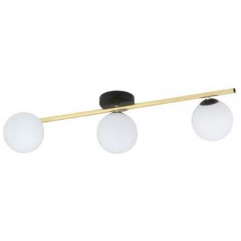Lámpara de Techo Splendi EPIKASA - Acero con recubrimiento de polvo, Vidrio, Negro, Oro y Blanco, 80x20x29 cm