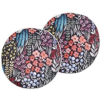 Conjunto de 2 cojines de exterior redondos ⌀ 40 cm de poliéster con estampado floral multicolor Castelaro