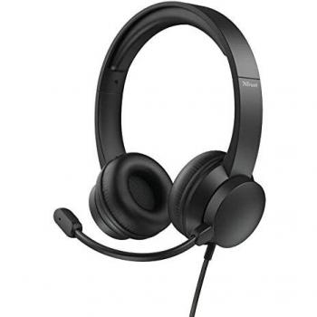 Auriculares Trust HS-200 USB con Micrófono Flexible, Control de Volumen y Botón Mute, Diadema Ajustable - Color Negro