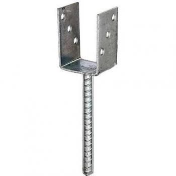 Anclaje U para postes con anclaje de hormigón en acero galvanizado, 71x100mm, T327