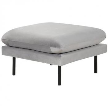 Otomana moderna cuadrada acolchada de terciopelo gris con patas de metal Vinterbro