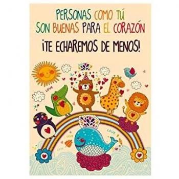 Tarjeta despedida animales grande con sobre 20x30