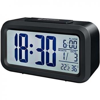 Bresser MyTime - Reloj Despertador con Pantalla LCD, Color Negro