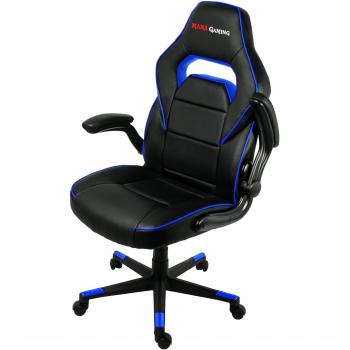 Mars Gaming MGC117BBL - Silla Profesional para Jugadores, Ajustable y Ergonómica, con Brazos Abatibles y Recubrimiento de PU de Alta Calidad, Color Negro/Azul