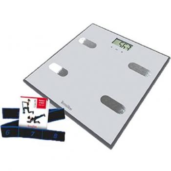 Báscula Digital de Baño Terraillon Easy Move - Impedancímetro, Análisis de Masas Corporales, IMC, 150 kg, Cristal Gris, 30 x 30 cm