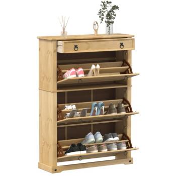 Mueble zapatero Corona madera maciza de pino 99x32x138 cm Marrón