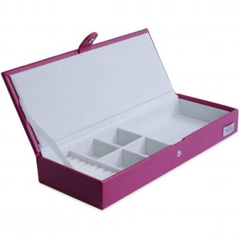 CORDAYS - Joyero Compacto Rectangular de Señora con Múltiples Divisiones. Caja organizadora de Joyas Hecha a Mano Color Fucsia CDL-10036B