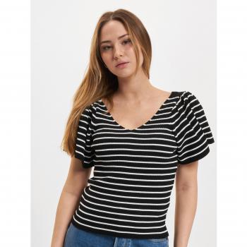 Camiseta Only Leelo a Rayas - XS XL - Mujer - Negro-Blanco