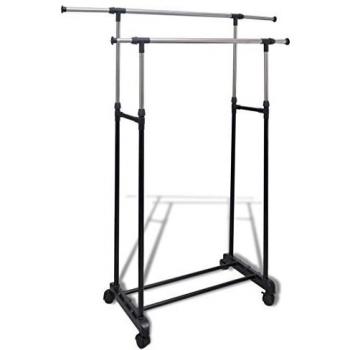 vidaXL Adjustable Clothes Rack with 4 Castors and 2 Hanging Rails