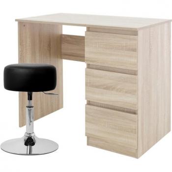 Escritorio ML-Design con 3 Cajones 90x76x50 cm Marrón Madera de Roble Sonoma