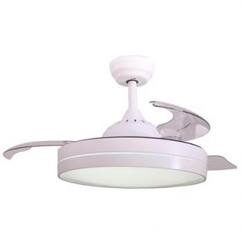 Ventilador de Techo Bastilipo Estoril con Luz y Mando a Distancia, 3 Colores LED, Audio Bluetooth, Gama Luxury, Color Blanco, Diámetro Total 106 cm