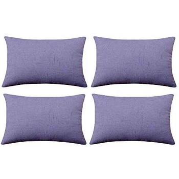 Deconovo Funda cojin de Lino para Salón 4 Piezas 30x50cm Púrpura Claro