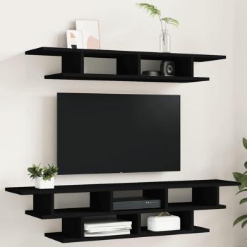Mueble de TV de pared negro de múltiples capas en madera de ingeniería