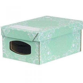 Bankers Box 4481001 - Pack de 4 cajas de cartón multiusos, 34 x 15 x 23 cm, con ventana frontal, color verde y blanco