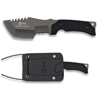 Cuchillo táctico K25 G10 con hoja de 7,26 cm, tamaño total de 14 cm y funda Kydex - Herramienta para Caza, Pesca, Camping, Outdoor, Supervivencia y Bushcraft