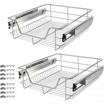 AREBOS 2x Cajón telescópico de cocina - Cesta extraíble extensible de 50 cm - Capacidad máxima de 20 kg
